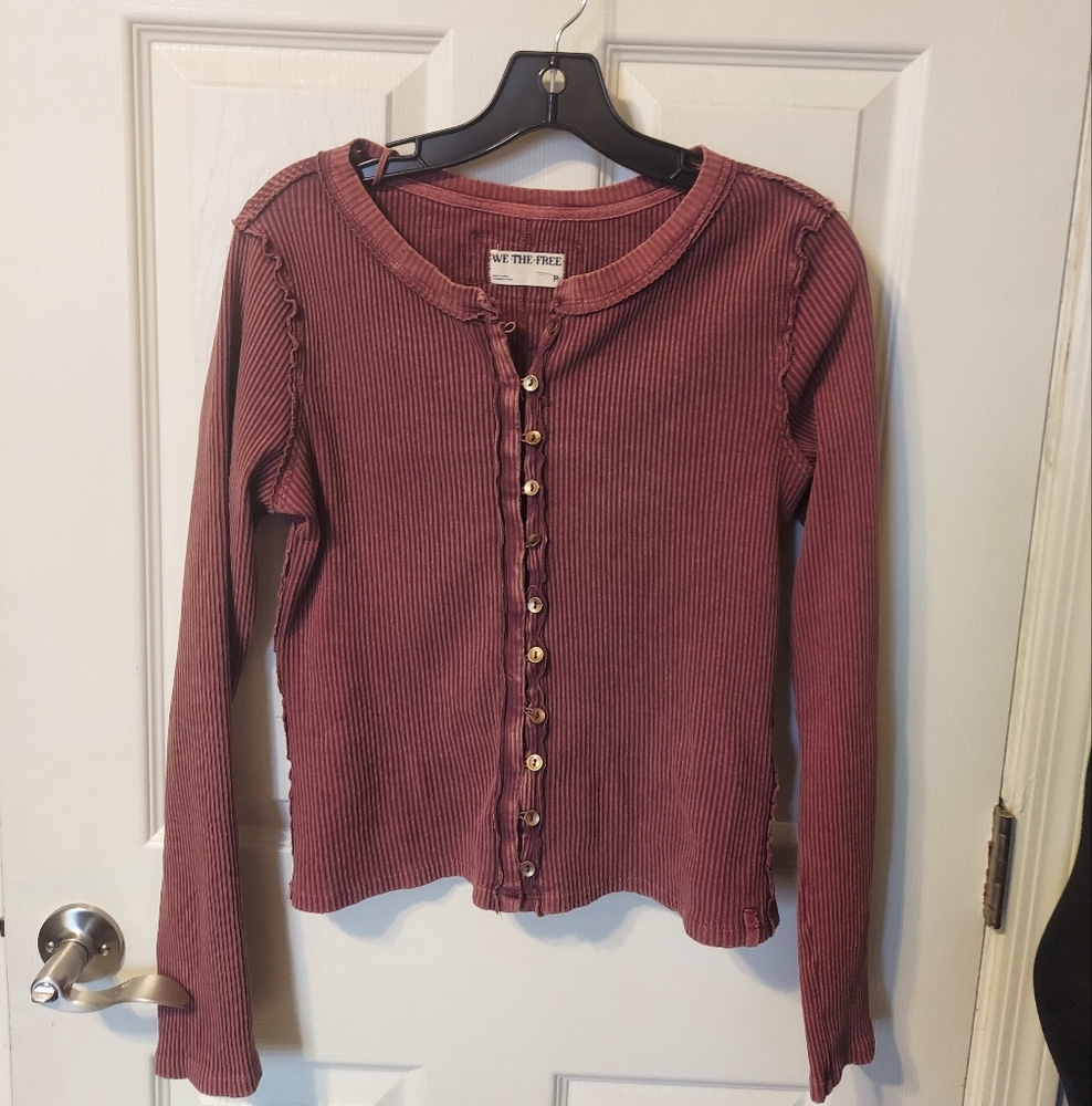 Free People We The Free Its On Cardigan Top Red SzM